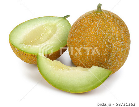 Whole and sliced ripe melon fruits isolated Whole and sliced ripe melon fruits isolated 58721362