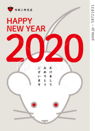 シンプルな線のねずみ　年賀状2020 ベージュバック 58721631