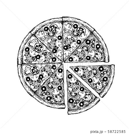 Vector Pizza Slice Drawing Hand Drawn Pizza のイラスト素材