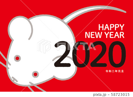 シンプルなネズミの年賀状　レッドバック 58723015