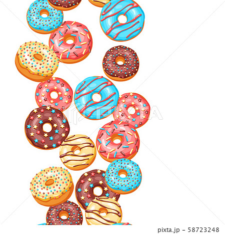 Seamless pattern with glaze donuts and sprinkles. Seamless pattern with glaze donuts and sprinkles. 58723248