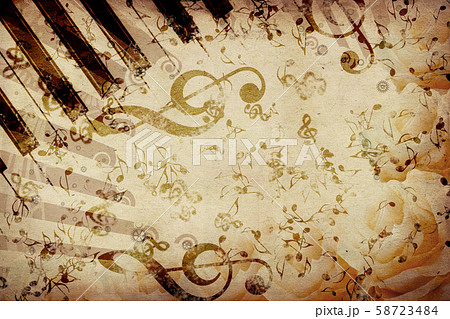 Vintage background with white rose and notes 58723484