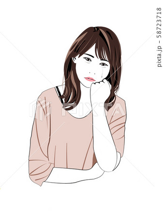 悲しみで涙を流す女性のイラスト素材