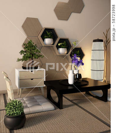 Wooden Hexagon shelf and wooden hexagon tiles 58723998