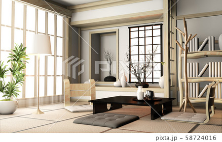 Ryokan living room japanese style with tatami mat 58724016