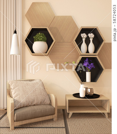 Wooden Hexagon shelf and wooden hexagon tiles Wooden Hexagon shelf and wooden hexagon tiles 58724053