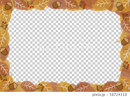 葉っぱ　葉　落葉　枯葉　どんぐり　フレーム　枠 58724118