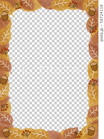 葉っぱ　葉　落葉　枯葉　どんぐり　フレーム　枠 58724119