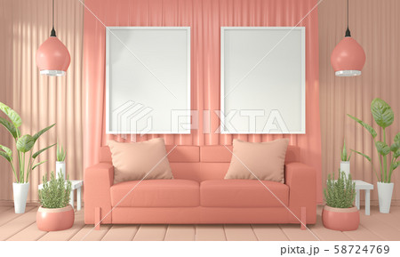Mock up Room color living coral interior design Mock up Room color living coral interior design 58724769