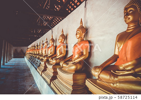 Gold Buddha statues, Wat Phutthaisawan temple, 58725114