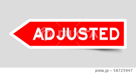 Red color arrow sticker with word adjusted on gray background Red color arrow sticker with word adjusted on gray background 58725947