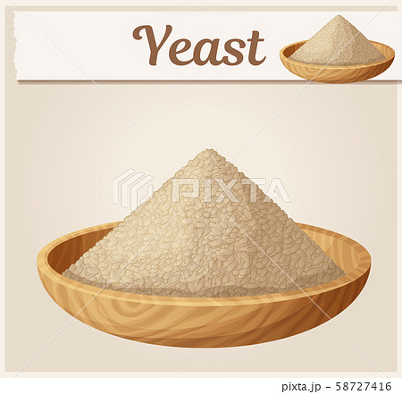 Dry yeast in wooden plate illustration. Cartoon vector icon 58727416