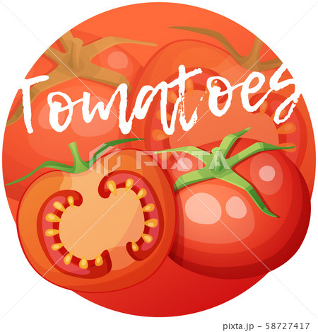 Whole and half of tomato vegetable. Cartoon vector icon 58727417