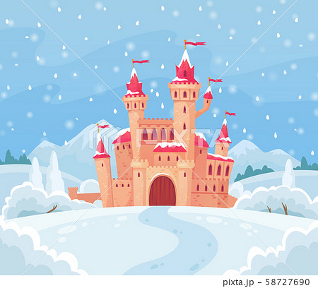 Fairy Tales Winter Castle Magical Snowy のイラスト素材