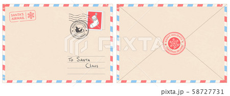 Dear santa claus mail envelope. Christmas surprise letter, child postcard with north pole postmark 58727731