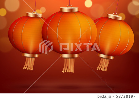 Background with Red Traditional Chinese lantern. Chinese new Year decoration.Vector illustration Background with Red Traditional Chinese lantern. Chinese new Year decoration.Vector illustration 58728197