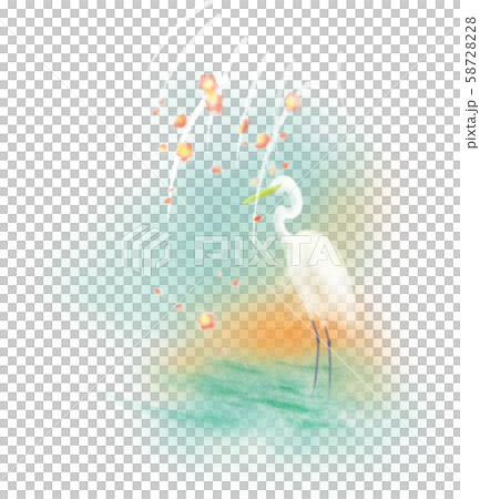 【カットイラスト】白鷺と梅 58728228