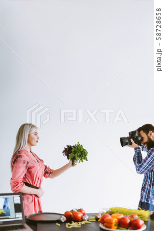 professional food photography woman fresh herbs 58728658