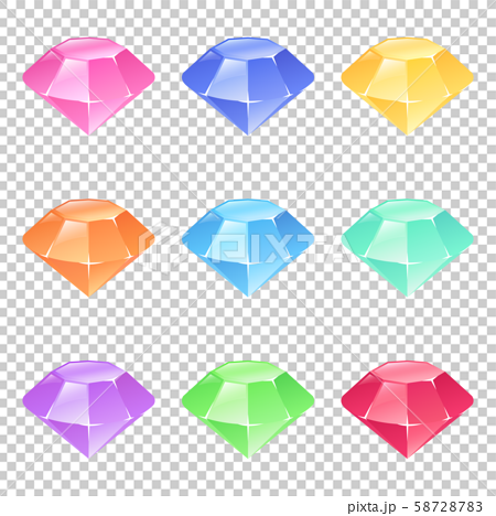 Cute Diamond Illustration 9 Colors Stock Illustration