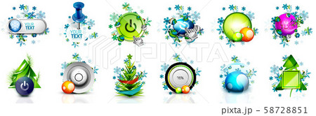 Collection of Christmas and New Year decorations buttons 58728851