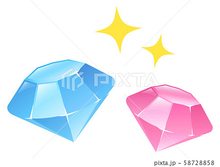 かわいい水色とピンクのダイヤ 2個 イラストのイラスト素材 58728858