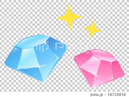 かわいい水色とピンクのダイヤ 2個 イラストのイラスト素材