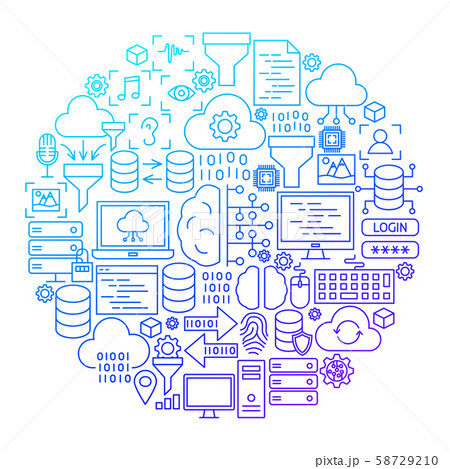 Data Science Line Icon Circle Design 58729210