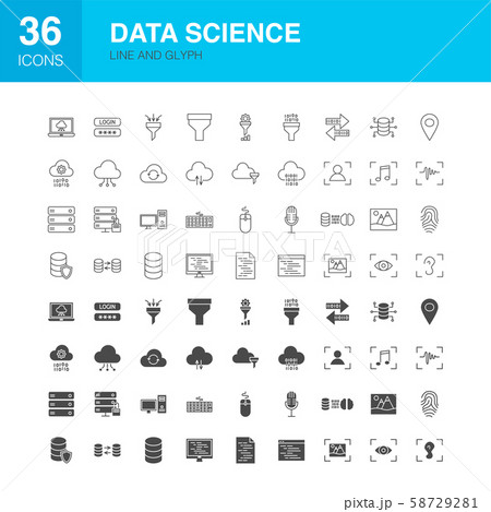 Data Science Line Web Glyph Icons 58729281
