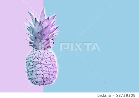 Contemporary art collage with pineapple. Exotic tropical fruit. Pop art. Perfect for invitations 58729309