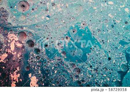 abstract art blue paint mixture bubbled surface 58729358