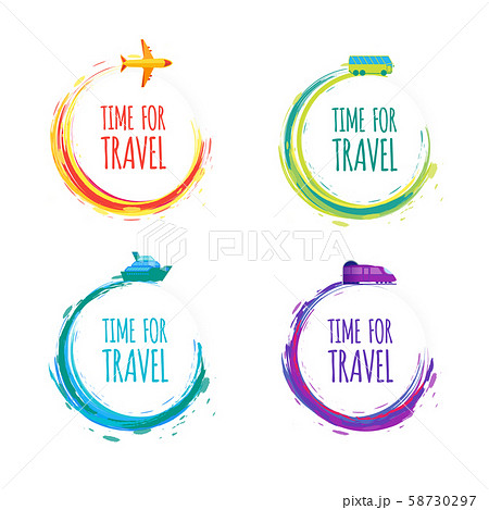 Time for Travel. Colorful vector watercolor Labels. Time for Travel. Colorful vector watercolor Labels. 58730297