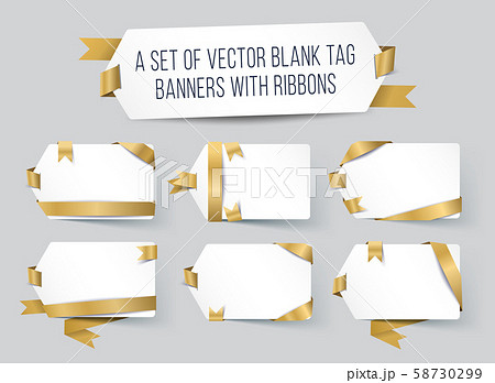 Set of vector banners with Ribbons. Tag with golden Ribbons. Set of vector banners with Ribbons. Tag with golden Ribbons. 58730299
