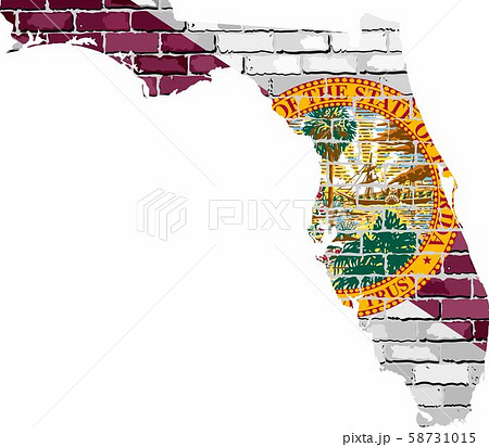 Florida map on a brick wall 58731015