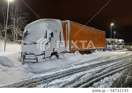 Cargo Truck In Snow 58732145