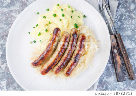 Roasted nuremberg sausages Roasted nuremberg sausages 58732713