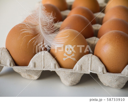 Skull and crossbones stamp on eggs Skull and crossbones stamp on eggs 58733910