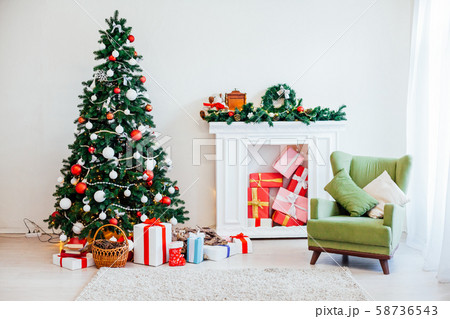 Christmas background Interior new year tree gifts winter postcard Christmas background Interior new year tree gifts winter postcard 58736543