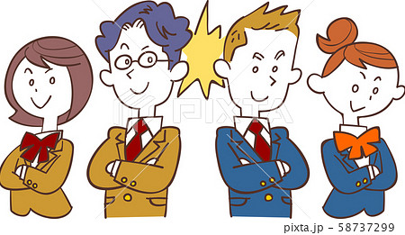 腕組みしてお互いを見る男女の学生 58737299