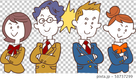 腕組みしてお互いを見る男女の学生 58737299