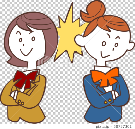 雙臂交叉看著對方的女學生 58737301