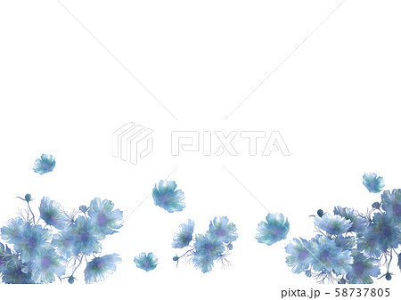 水彩の青い花のイラスト素材