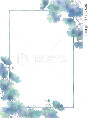 水彩青い花のフレームのイラスト素材