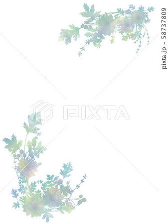 水彩青い花フレーム 縦のイラスト素材