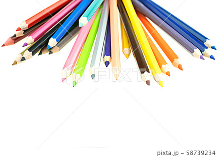 Collection of crayon de couleur for drawing at white background, Multi color pencil Collection of crayon de couleur for drawing at white background, Multi color pencil 58739234