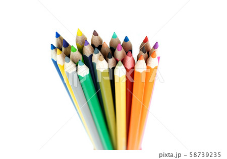 Collection of crayon de couleur for drawing at white background, Multi color pencil Collection of crayon de couleur for drawing at white background, Multi color pencil 58739235