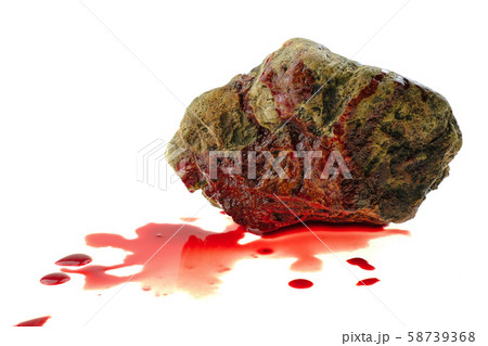 Close up bloody stone on white background Close up bloody stone on white background 58739368