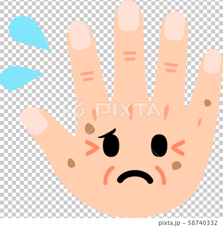 シミや皺ができた手の甲のキャラクター 58740332