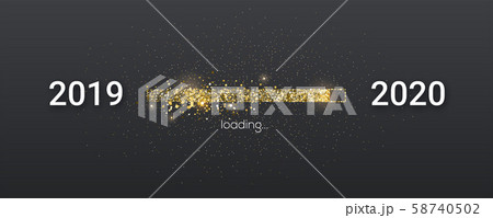 Golden loading bar with transition from 2019 to 58740502