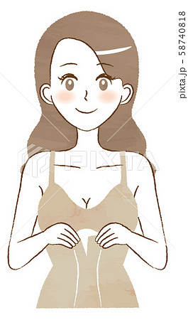 補正下着　矯正　若い　女性　コルセット　イラスト 58740818