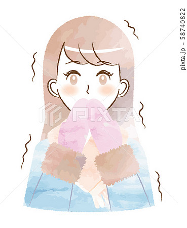 震える 寒気 凍える 若い女性 イラスト 冷え性のイラスト素材 58740822 Pixta